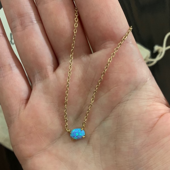 ♥️ Blue Opal 18k Gold Plated Necklace - Picture 6 of 7